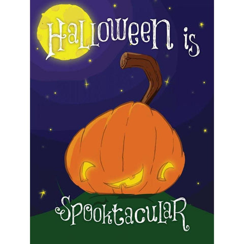 Spooktacular Pumpkin Black Modern Wood Framed Art Print with Double Matting by Grey, Jace