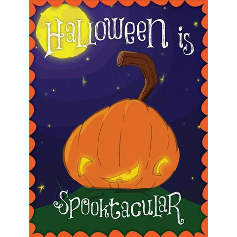 Spooktacular Pumpkin II Black Modern Wood Framed Art Print with Double Matting by Grey, Jace