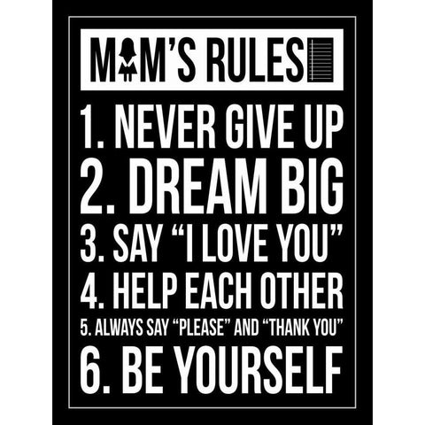 Mom Rules II Black Modern Wood Framed Art Print by Grey, Jace