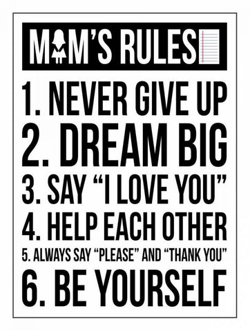 Mom Rules Black Ornate Wood Framed Art Print with Double Matting by Grey, Jace