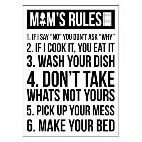 Mom Rules III Black Modern Wood Framed Art Print with Double Matting by Grey, Jace