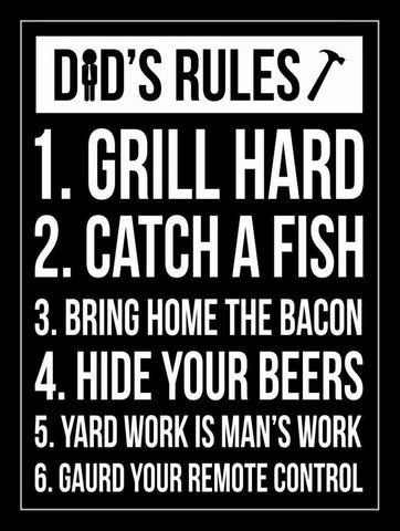 Dad Rules II Black Ornate Wood Framed Art Print with Double Matting by Grey, Jace