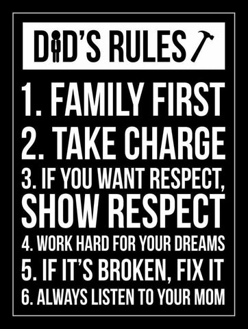 Dad Rules IV Black Ornate Wood Framed Art Print with Double Matting by Grey, Jace