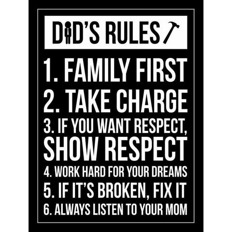 Dad Rules IV Black Modern Wood Framed Art Print with Double Matting by Grey, Jace