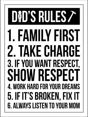 Dad Rules III White Modern Wood Framed Art Print with Double Matting by Grey, Jace