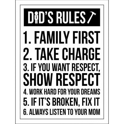 Dad Rules III Black Modern Wood Framed Art Print with Double Matting by Grey, Jace