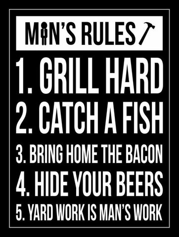 Mans rules ver2 White Modern Wood Framed Art Print with Double Matting by Grey, Jace