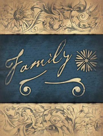 Family Black Ornate Wood Framed Art Print with Double Matting by Grey, Jace