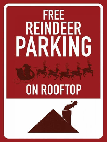 Free Reindeer Parking Black Ornate Wood Framed Art Print with Double Matting by Grey, Jace