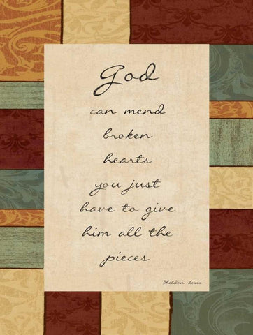 God Can Mend White Modern Wood Framed Art Print with Double Matting by Grey, Jace