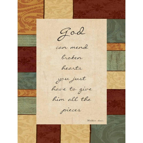 God Can Mend White Modern Wood Framed Art Print by Grey, Jace