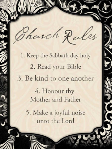 Church Rules mate Black Ornate Wood Framed Art Print with Double Matting by Grey, Jace