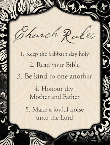 Church Rules mate White Modern Wood Framed Art Print with Double Matting by Grey, Jace