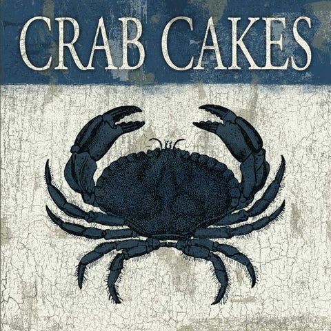 Crab cakes blue White Modern Wood Framed Art Print by Grey, Jace