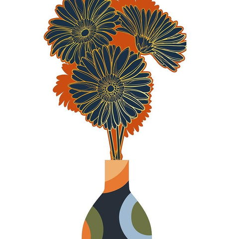 Pop Daisies Black Modern Wood Framed Art Print by Keith, Jesse