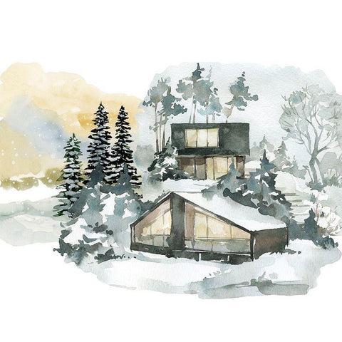 Hidden Cabin 2 Black Modern Wood Framed Art Print by Keith, Jesse
