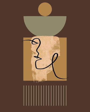 Abstract Taupe White Modern Wood Framed Art Print with Double Matting by Keith, Jesse