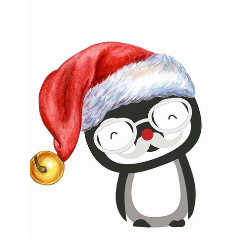 Santa Penguin Gold Ornate Wood Framed Art Print with Double Matting by Keith, Jesse