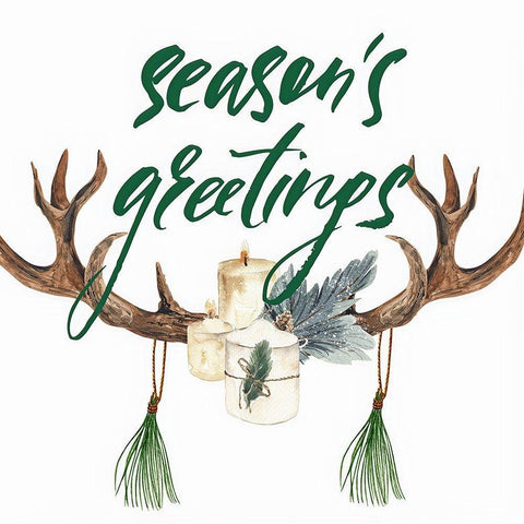Seasons Greetings Black Modern Wood Framed Art Print with Double Matting by Keith, Jesse