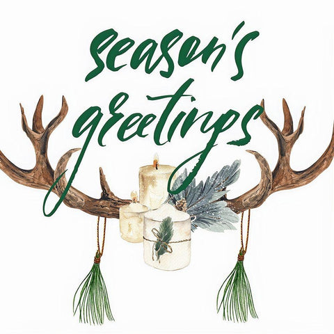 Seasons Greetings White Modern Wood Framed Art Print with Double Matting by Keith, Jesse