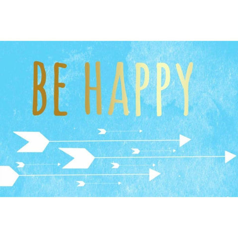 Be Happy Black Modern Wood Framed Art Print with Double Matting by Matic, Jelena
