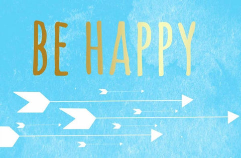 Be Happy Black Ornate Wood Framed Art Print with Double Matting by Matic, Jelena