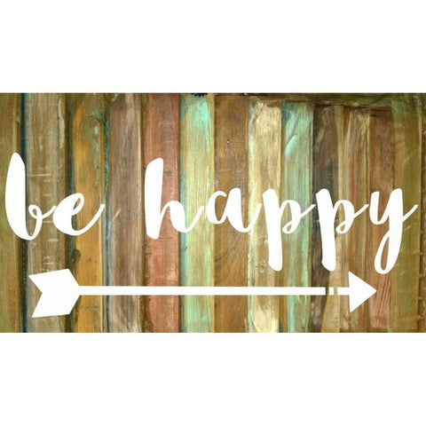 Be Happy Black Modern Wood Framed Art Print with Double Matting by Matic,Jelena