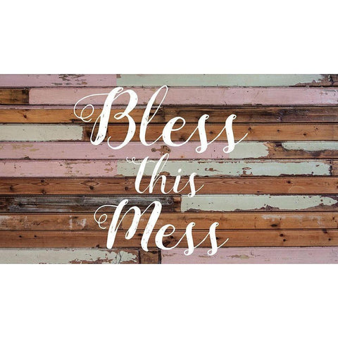 Bless This Mess Barnwood Black Modern Wood Framed Art Print by Matic, Jelena