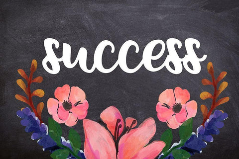 Success Flower Chalkboard Black Ornate Wood Framed Art Print with Double Matting by Matic, Jelena