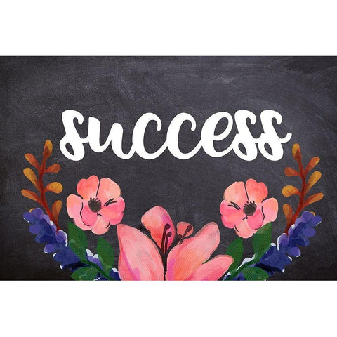 Success Flower Chalkboard Black Modern Wood Framed Art Print by Matic, Jelena