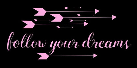 Follow Your Dreams Black Pink Black Ornate Wood Framed Art Print with Double Matting by Matic,Jelena