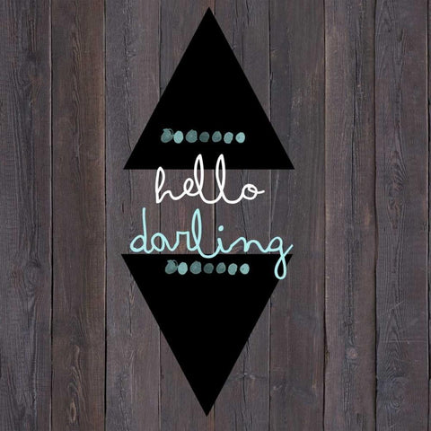 Hello Darling White Modern Wood Framed Art Print with Double Matting by Matic, Jelena
