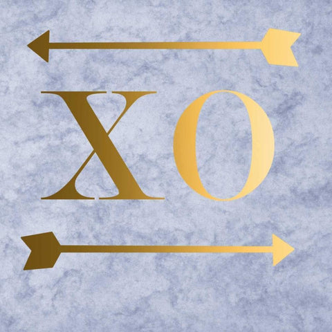 XO Grey Gold Gold Ornate Wood Framed Art Print with Double Matting by Matic,Jelena