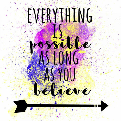 Everything Is Possible White Modern Wood Framed Art Print with Double Matting by Matic,Jelena