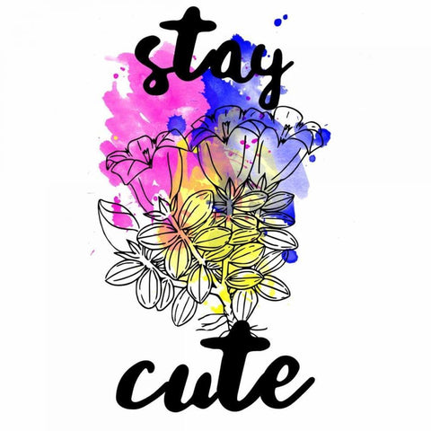 Stay Cute Splash White Modern Wood Framed Art Print by Matic,Jelena