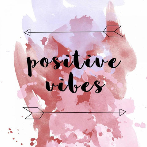 Positive Vibes Pink Splash White Modern Wood Framed Art Print with Double Matting by Matic,Jelena