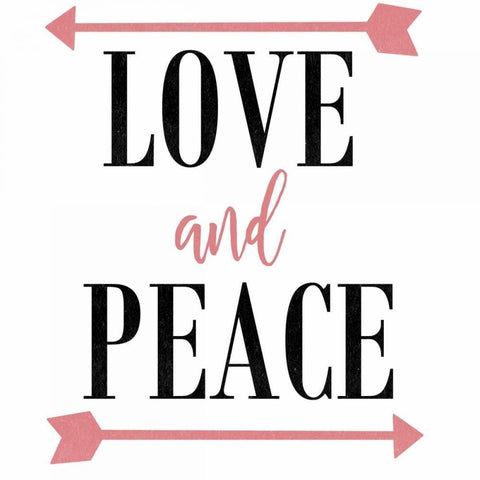 Love and Peace Arrow White Modern Wood Framed Art Print by Matic,Jelena