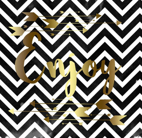 Enjoy Chevron Black White White Modern Wood Framed Art Print with Double Matting by Matic,Jelena