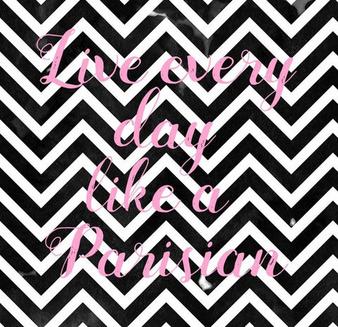 Live Like A Parisian Chevron Black White Black Ornate Wood Framed Art Print with Double Matting by Matic,Jelena