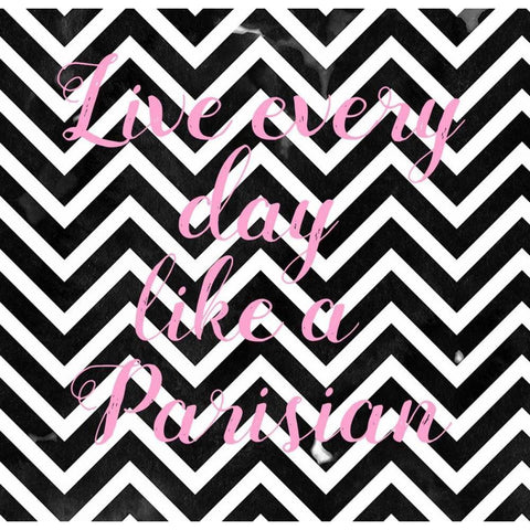 Live Like A Parisian Chevron Black White Black Modern Wood Framed Art Print with Double Matting by Matic,Jelena