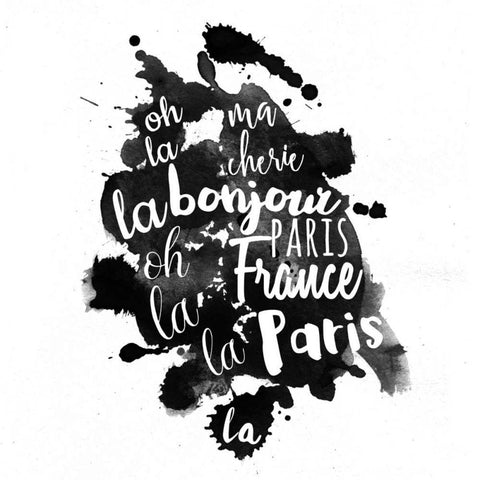 Paris Ink White Modern Wood Framed Art Print by Matic,Jelena