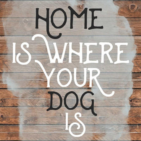 Home Is Dog Wood Sign White Modern Wood Framed Art Print by Matic,Jelena
