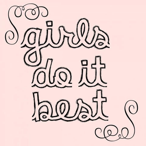 Girls Do It Black Modern Wood Framed Art Print by Matic,Jelena