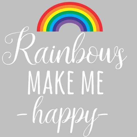 Rainbow Happy White Modern Wood Framed Art Print with Double Matting by Matic,Jelena