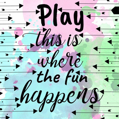Play Happens White Modern Wood Framed Art Print with Double Matting by Matic,Jelena