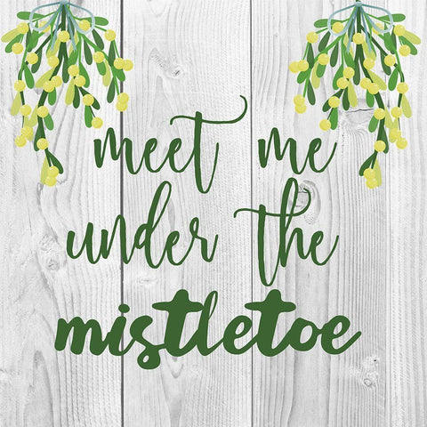 Green Mistletoe White Modern Wood Framed Art Print by Matic, Jelena