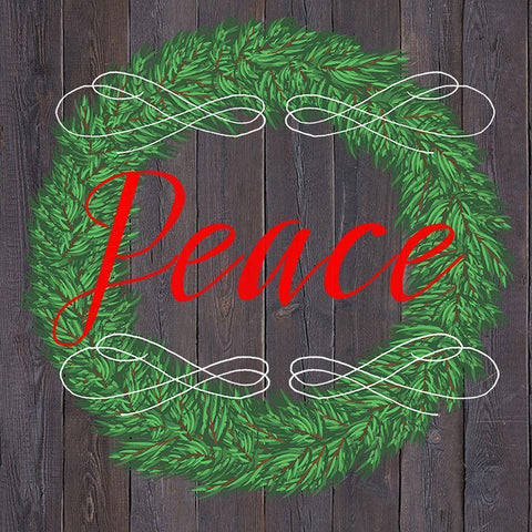 Peace Wreath Black Modern Wood Framed Art Print with Double Matting by Matic, Jelena