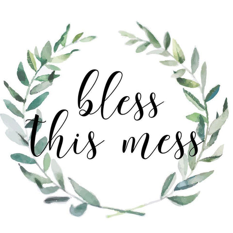 Bless This Mess White Modern Wood Framed Art Print with Double Matting by Matic, Jelena
