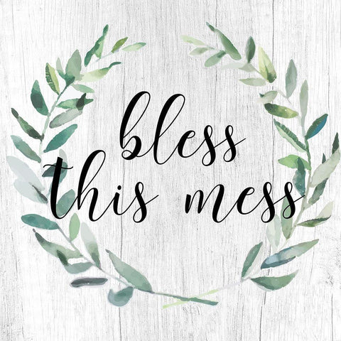 Bless This Mess 2 White Modern Wood Framed Art Print with Double Matting by Matic, Jelena