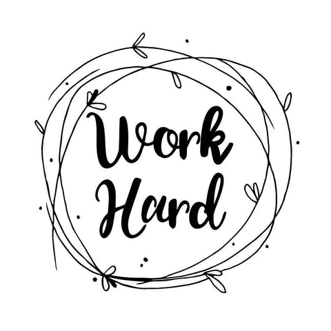 Work Hard White Modern Wood Framed Art Print by Matic, Jelena